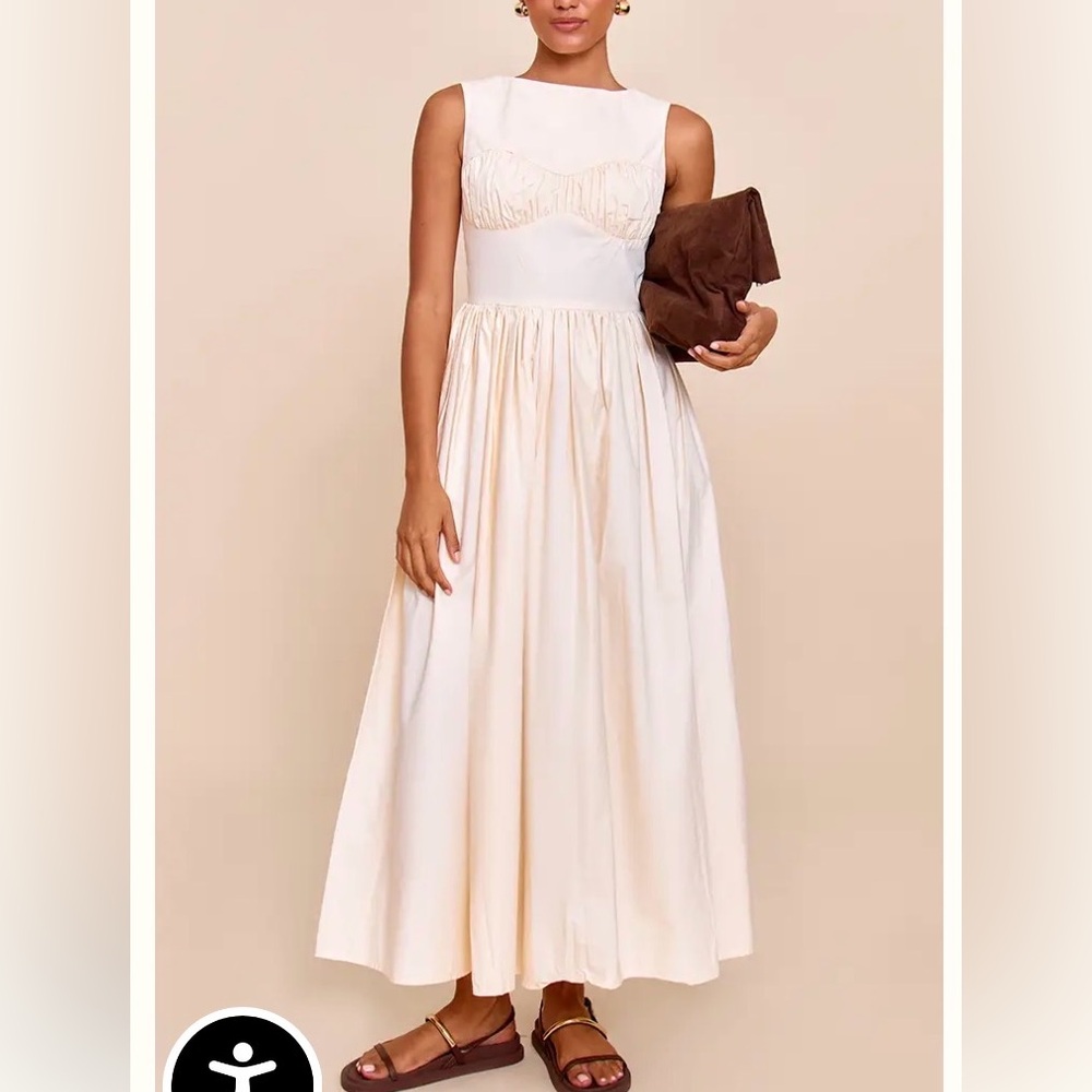 PrettyLittleThing Cream Sleeveless Maxi corset Dress M